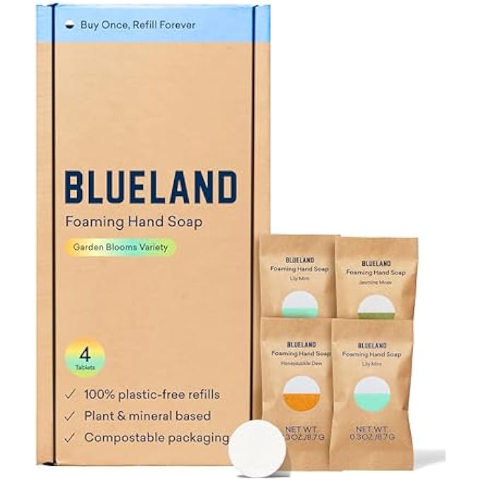 Blueland FOAMING HAND SOAP REFILL TABLETS, 4-PACK, GARDEN BLOOMS VARIETY SCENTS, ECO FRIENDLY CLEANING PRODUCTS, 4 X 9 FL OZ - Image 1